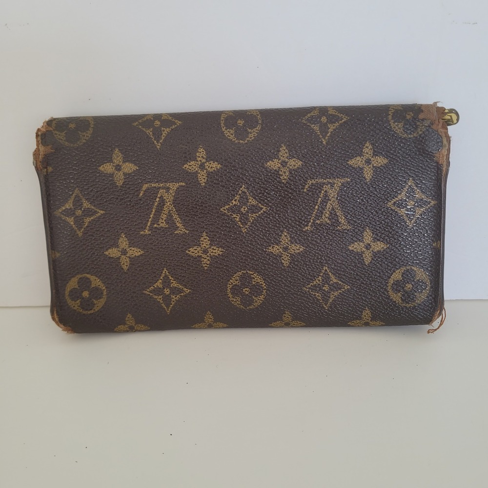 Louis Vuitton Sarah Wallet Monogram Canvas Brown Long Envelope Wallet France - Picture 2 of 11
